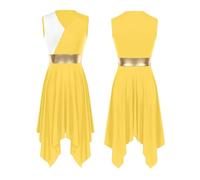 NRBMZYEN Lode abito da ballo da donna balletto lode abiti da ballo scollo a V senza maniche orlo irregolare abiti moderno liturgico abito, Giallo a, XL