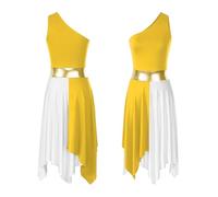 NRBMZYEN Lode abito da ballo da donna balletto lode abiti da ballo scollo a V senza maniche orlo irregolare abiti moderno liturgico abito, Giallo B, XX-Large