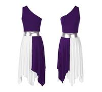 NRBMZYEN Lode abito da ballo da donna balletto lode abiti da ballo scollo a V senza maniche orlo irregolare abiti moderno liturgico abito, Viola B., S