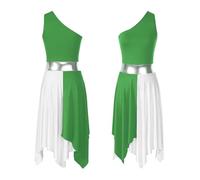 NRBMZYEN Lode abito da ballo da donna balletto lode abiti da ballo scollo a V senza maniche orlo irregolare abiti moderno liturgico abito, Verde Chiaro B, XX-Large