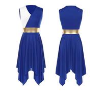 NRBMZYEN Lode abito da ballo da donna balletto lode abiti da ballo scollo a V senza maniche orlo irregolare abiti moderno liturgico abito, Blu A., XXL