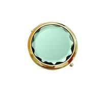 NRBMZYEN Mini specchio per il trucco, 1 pezzo, specchio da trucco portatile, rotondo, piegato, compatto, oro argento, specchio tascabile per trucco per regalo personalizzato (oro verde)