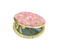 NRBMZYEN Mini specchio per il trucco, 2 pezzi, tascabile, con motivo floreale, compatto, portatile, pieghevole su due lati, da donna, vintage, cosmetico (rotondo-arancione)