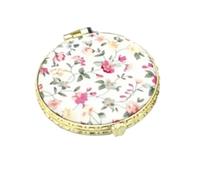 NRBMZYEN Mini specchio per il trucco, 2 pezzi, tascabile, con motivo floreale, compatto, portatile, pieghevole su due lati, da donna, vintage, cosmetico (rotondo-bianco)