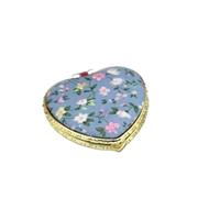 NRBMZYEN Mini specchio per il trucco, 2 pezzi, tascabile, con motivo floreale, compatto, portatile, pieghevole su due lati, da donna, stile vintage, colore azzurro