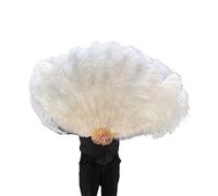 NRBMZYEN Ventaglio pieghevole con piume di struzzo, 13 osso, 100 cm, 130 cm, ventilatore pieghevole da tenere in mano, per feste, carnevale, danza, spettacoli decorativi (bianco, 130 cm, 2 pezzi)