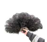 NRBMZYEN Ventaglio pieghevole con piume di struzzo, 70 x 40 cm, pieghevole, in piuma di struzzo, per feste, spettacoli di danza, spettacoli (nero, 1 pezzo, 70 x 40 cm a sinistra)