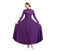 NRBMZYEN Vestito da danza lode da donna, abito da danza lode, vestibilità ampia, a maniche lunghe, costume liturgico con taglio libero, Viola, S