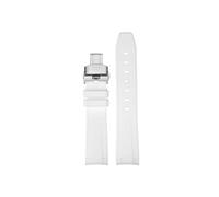 NRERDMT Cinturini for orologi in gomma e silicone con estremità curva da 20 mm compatibili con Omega Seamaster 300 Speedmaster Strap 8900 Planet Ocean Watchband Blue(White sbk)