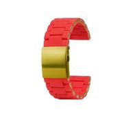 NRERDMT Cinturino for orologio in acciaio rivestito in gomma siliconica da 24-28 mm, nero e rosso, compatibile con Diesel DZ7396 DZ7370 DZ4289 DZ7070 DZ739 DZ7430 DZ4318(Red gold,26mm)