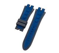NRERDMT Cinturino for orologio in nylon nabuk da 28 mm con retro in gomma morbida, compatibile con cinturino Roger Dubuis serie EXCALIBUR, fibbia ad ardiglione(Blue,28mm-Silver buckle)