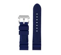 NRERDMT Cinturino for orologio in silicone verde militare, nero, blu, arancione, 22 mm, compatibile con la serie Panerai PAM111, PAM441, PAM386(Blue Silver,24mm)