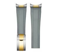 NRERDMT Cinturino in gomma con estremità curva in metallo compatibile con cinturino for orologio Tudor Biwan Black Bay M79230R M79363N serie 20 mm 21 mm 22 mm(Grey-silver gold,21mm-width)
