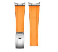 NRERDMT Cinturino in gomma con estremità curva in metallo compatibile con cinturino for orologio Tudor Biwan Black Bay M79230R M79363N serie 20 mm 21 mm 22 mm(Orange-silver,22mm-width)