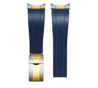 NRERDMT Cinturino in gomma con estremità curva in metallo compatibile con cinturino for orologio Tudor Biwan Black Bay M79230R M79363N serie 20 mm 21 mm 22 mm(Blue-silver gold,20mm-width)