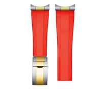 NRERDMT Cinturino in gomma con estremità curva in metallo compatibile con cinturino for orologio Tudor Biwan Black Bay M79230R M79363N serie 20 mm 21 mm 22 mm(Red-silver gold,22mm-width)