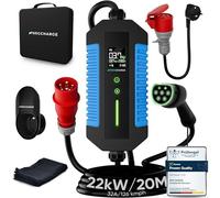 NRG CHARGE Cavo di ricarica tipo 2 CEE spina [trifase, 7m, 6-16A] - Mobile Wallbox & EV Charger - Ricarica rapida per auto elettriche - Compatibile con VW, Tesla, BMW, Audi, Hyundai e altri (22 kW, 20