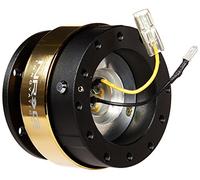 NRG Innovations Kit di sgancio rapido per volante Gen 2.0, modello bullone 6x70mm e 6x74mm, corpo nero, anello oro cromato, NRG-SRK-200BK-CG