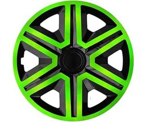NRM Action - Set di 4 copricerchi universali per auto, 16 pollici, colore: verde/nero