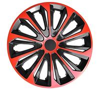 NRM Coppia di copricerchi resistenti per cerchi in acciaio, set di 4 copricerchi in due colori, adatti per la maggior parte delle marche e cerchioni, in plastica ABS (rosso/nero, 38,1 cm)