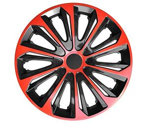 NRM Coppia di copricerchi resistenti per cerchi in acciaio, set di 4 copricerchi in due colori, adatti per la maggior parte delle marche e cerchioni, in plastica ABS (rosso/nero, 38,1 cm)