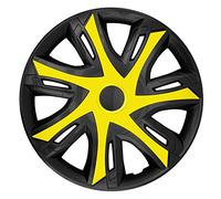 TOP 4x Copricerchi QUAD N-POWER Giallo-Nero 15" per tutte le auto (tranne a...