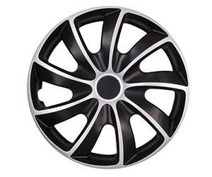 NRM QUAD 15 BI Copricerchi Universali, Bicolore Nero/Argento, 15", Set di 4