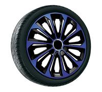 NRM Tappo universale per ruota da 15 pollici, nero, blu, extra rinforzato, in plastica ABS con bordo in acciaio, resistente agli urti, resistente alle intemperie, montaggio semplice a clic, 1 pezzo