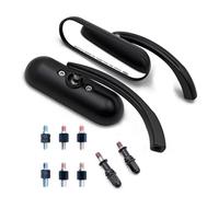 NRTNRFQW Specchietto retrovisore per Moto per Harley Softail Sportster Chopper Bobber 8mm/10mm Nero Moto Rettangolo Manubrio Specchi Retrovisori(Black)