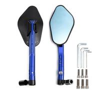 NRTNRFQW Specchietto retrovisore per Moto Specchietti Retrovisori Laterali per Moto Custom in Alluminio CNC 8mm 10mm R1 R6 FZ6(Blue)