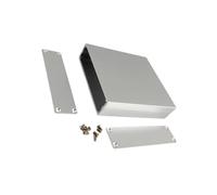 NRVTRE Custodia per Strumenti in Alluminio Open-End Custodia Elettronica Argento con Piastre terminali e Viti per alloggiamento Alimentazione e Scatola per apparecchiature, 26 X 103 X 110 mm