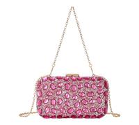 NRVTRE Pochette per banchetti con struttura rigida e dettaglio, piccola borsa a catena per ospiti di nozze ed eventi serali, Hot Pk