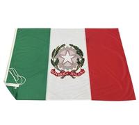 NS Bandiere Bandiera Italiana Tricolore Stemma Repubblica cm 100X150 [Tessuto A Scelta] Nautico di 130gr. m² o Stamina di 220gr. m² (Stamina 220gr. m²)