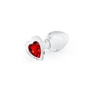 NS Novelties Crystal Desires Plug Anale Vetro Trasparente Base Cuore Rosso S o M