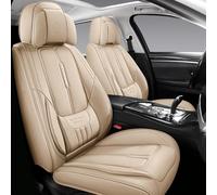 NS YOLO Coprisedili per auto in similpelle, set universale per auto, SUV, pick-up, accessori per interni (beige)