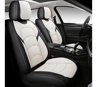 NS YOLO Coprisedili universali per auto, SUV, pick-up con similpelle impermeabile, accessori per interni dei veicoli (bianco e nero, set completo)