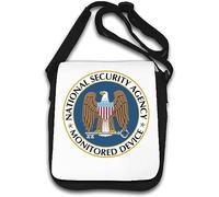 NSA National Security Agency - Borsa a tracolla con dispositivo monitorato, colore: Bianco