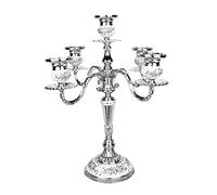 Nsaroche Candelabro Europeo Portacandele in Lega di Metallo con Cinque Elegante Candeliere Decorativo Adatto per Sala da Pranzo E Soggiorno Hotel Ristor, Argento, 36,5 Centimetri