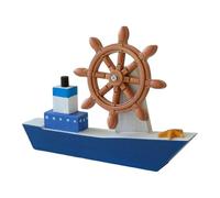 Nsaroche Modello Barca a Vela Barca Navigazione Legno Ornamento Timone Decorazione Barca Scultura Adatta per Festa Regalo Decorazione Casa Soggiorno, Profondo Blu