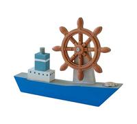 Nsaroche Modello Barca a Vela Barca Navigazione Legno Ornamento Timone Decorazione Barca Scultura Adatta per Festa Regalo Decorazione Casa Soggiorno, Azzurro