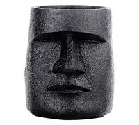 Nsaroche Vaso per Fiori con Statua Dell'Isola di Pasqua, Vaso per Piante Grasse per La Casa, Nero, 10,5x9x10,2 cm