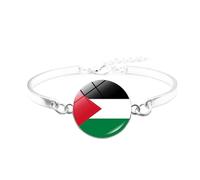 Nscdd Moda bandiera della Palestina per uomo donna multistrato intrecciato braccialetti in pelle gioielli bandiera paese braccialetto unico opera d'arte, Misura unica, come descritto