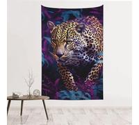 NSDdefAWCGT Arazzo estetico vintage con fiori e piante, arazzo da parete con bandiera leopardata su sfondo viola, per camera da letto, soggiorno, dormitorio, carino decorazione per camera da letto