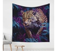 NSDdefAWCGT Arazzo estetico vintage con fiori e piante, arazzo da parete con bandiera leopardata su sfondo viola, per camera da letto, soggiorno, dormitorio, carino decorazione per camera da letto