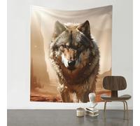 NSDdefAWCGT Arazzo estetico vintage con fiori e piante, decorazione da parete, motivo: lupo nel deserto, per camera da letto, soggiorno, dormitorio, decorazione per camera da letto, 130 x 152 cm