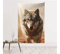 NSDdefAWCGT Arazzo estetico vintage con fiori e piante, decorazione da parete, motivo: lupo nel deserto, per camera da letto, soggiorno, dormitorio, decorazione per camera da letto, 102 x 152 cm