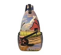 NSDdefAWCGT Borsa a tracolla per donne e uomini, borsa a tracolla alla moda con fiori per escursioni all'aperto e viaggi, Fienile del mattino della fattoria, Taglia unica