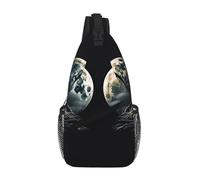 NSDdefAWCGT Borsa a tracolla per donne e uomini, borsa a tracolla gialla e nera, per escursioni all'aperto, viaggi, Due Lune, Taglia unica