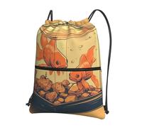 NSDdefAWCGT Borsa con coulisse da donna, leggera, piccola borsa da palestra con fiori disegnati a mano, zaino da calcio per sport e viaggi, Pesce in serbatoio, Taglia unica