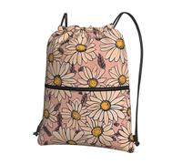NSDdefAWCGT Borsa con coulisse da donna, leggera, piccola borsa da palestra, molti modelli di colore, zaino da calcio per sport e viaggi, Fiori Margherita Disegnati, Taglia unica